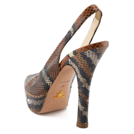 PRADA Python Slingback Pumps braun 37 Pre-owned Designer Secondhand Luxurylove