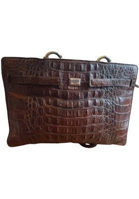 GIANFRANCO FERRE Vintage Tasche Krokodilleder braun Pre-owned Designer Secondhand Luxurylove