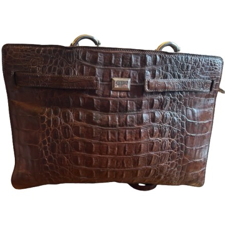 GIANFRANCO FERRE Vintage Tasche Krokodilleder braun Pre-owned Designer Secondhand Luxurylove