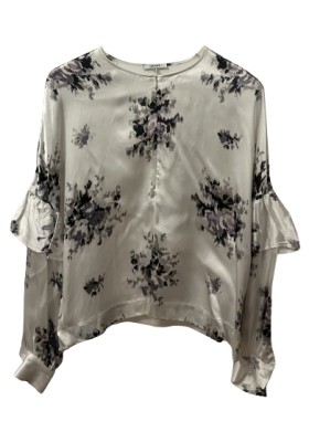 GANNI Cameron Top floral weiss 36 Pre-owned Designer Secondhand Luxurylove
