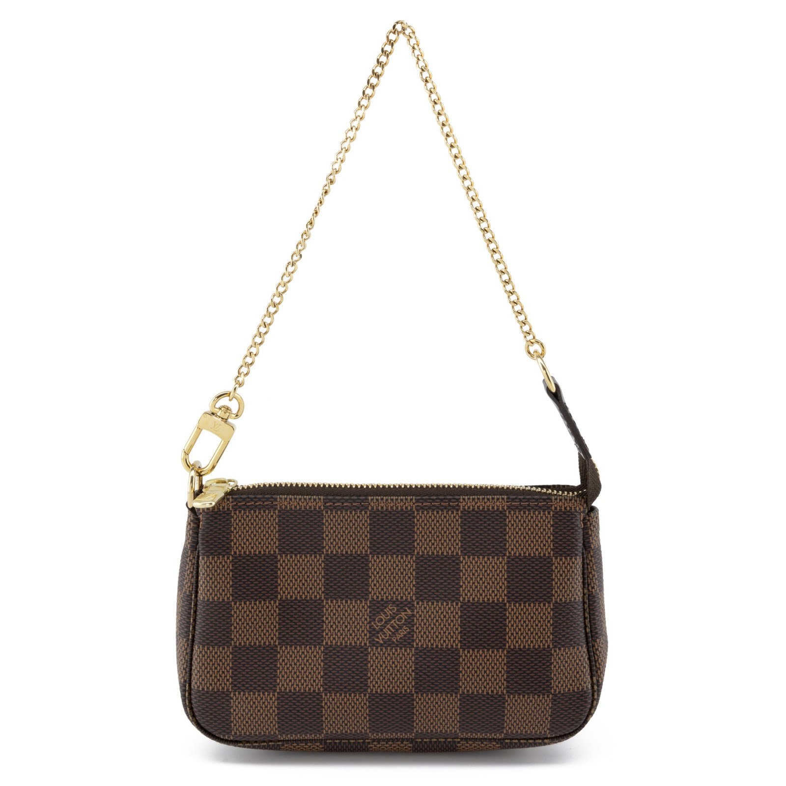 LOUIS VUITTON Mini Pochette Damier Ebene Pre-owned Designer Secondhand Luxurylove LOUIS VUITTON Mini Pochette Damier Ebene Pre-owned Designer Secondhand Luxurylove