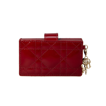 DIOR Cannage Kartenetui Lackleder rot Pre-owned Designer Secondhand Luxurylove