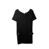 Dress with leather insert