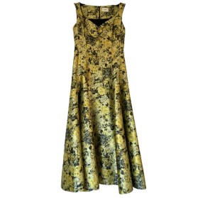 ERDEM Verna Floral- Jacquard Midi Yellow Dress