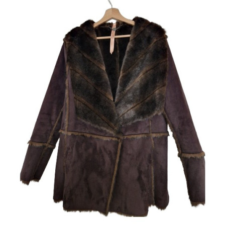 MARC CAIN Mantel Kunstfell braun 40 Pre-owned Designer Secondhand Luxurylove