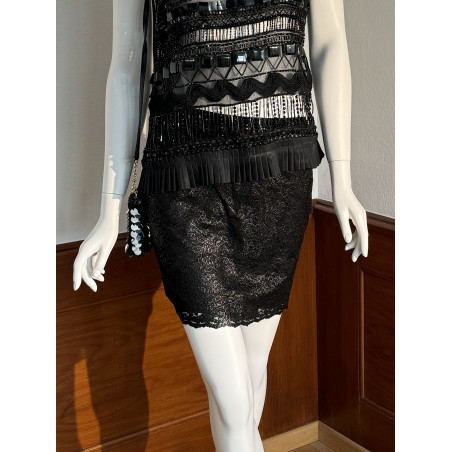 SAINT LAURENT Minirock Spitze schwarz 38 NEU Pre-owned Designer Secondhand Luxurylove