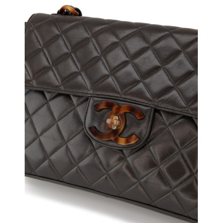 CHANEL Jumbo Flap Bag Tortoise Lammleder braun 1993 Pre-owned Designer Secondhand Luxurylove