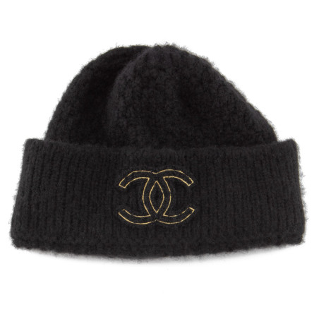 CHANEL CC knitted hat cashmere-silk - Pre-loved Designer Second Hand | LUXURYLOVE