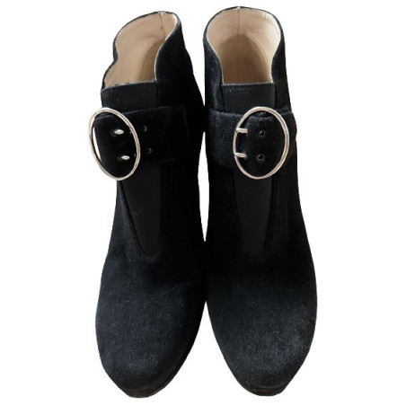 PRADA Plateau Ankle Boots Wildleder schwarz 39 Pre-owned Designer Secondhand Luxurylove