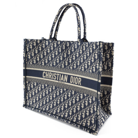 DIOR Book Tote gross Oblique navy Pre-owned Designer Secondhand Luxurylove