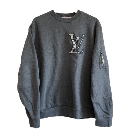 LOUIS VUITTON Sweatshirt Pullover anthrazit Herren XL Pre-owned Designer Secondhand Luxurylove