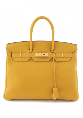 HERMÈS Birkin Bag 35 Togo Leder gelb Jaune d` Ambre 2018 Pre-owned Designer Secondhand Luxurylove