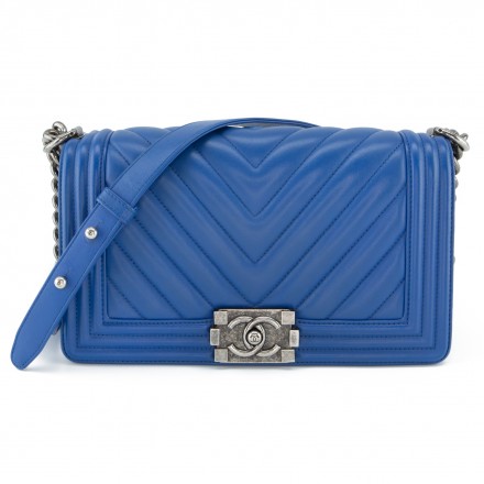CHANEL Boy Bag medium blau Pre-owned Designer Secondhand Luxurylove
