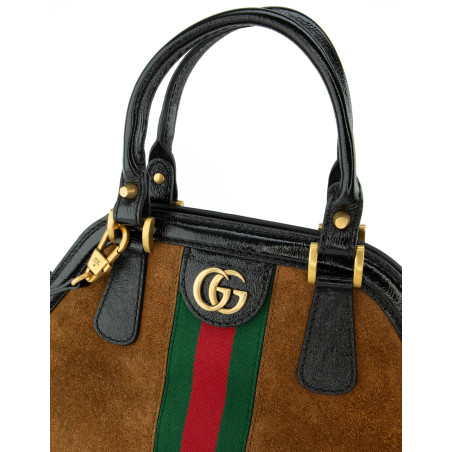 GUCCI Rebelle Handtasche medium Wildleder braun Pre-owned Designer Secondhand Luxurylove