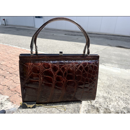 VINTAGE Handtasche Krokodilleder braun Pre-owned Designer Secondhand Luxurylove