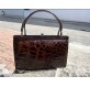 VINTAGE Handtasche Krokodilleder braun Pre-owned Designer Secondhand Luxurylove