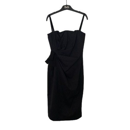 DOLCE & GABBANA Cocktailkleid Nadelstreifen schwarz 36 Pre-owned Designer Secondhand Luxurylove