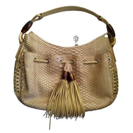 GIORGIO ARMANI Schultertasche Python Schlangenleder beige Pre-owned Designer Secondhand Luxurylove