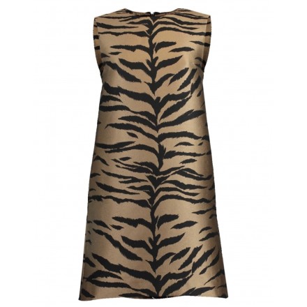 CAROLINA HERRERA Seidenkleid Tigermuster braun M Pre-owned Designer Secondhand Luxurylove