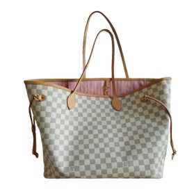 Neverfull GM Damier Azur bag with pink interior