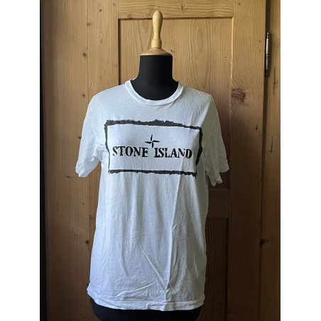 STONE ISLAND T-Shirt Logo Print weiss unisex L Pre-owned Designer Secondhand Luxurylove