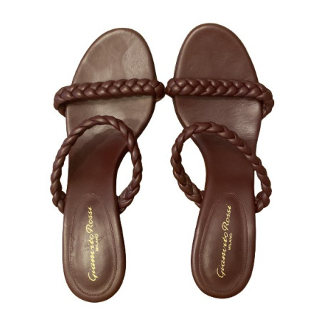 GIANVITO ROSSI Sandalette geflochten braun 39.5 Pre-owned Designer Secondhand Luxurylove