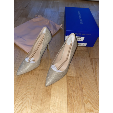 STUART WEITZMAN Stuart 95 Pumps gold metallic Glitter 39.5 NEU Pre-owned Designer Secondhand Luxurylove