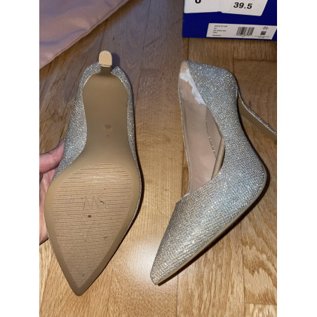 STUART WEITZMAN Stuart 95 Pumps gold metallic Glitter 39.5 NEU Pre-owned Designer Secondhand Luxurylove