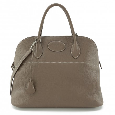 HERMÈS Bolide 35 Tasche Clemence 2006 taupe Pre-owned Designer Secondhand Luxurylove