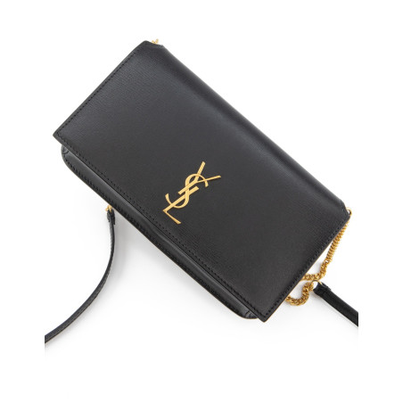 SAINT LAURENT Cassandre Crossbody Handyhülle schwarz Pre-owned Designer Secondhand Luxurylove