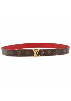 LOUIS VUITTON Initiales LV Wendegürtel Monogram rot 85 Pre-owned Designer Secondhand Luxurylove