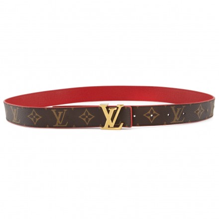 LOUIS VUITTON Initiales LV Wendegürtel Monogram rot 85 Pre-owned Designer Secondhand Luxurylove