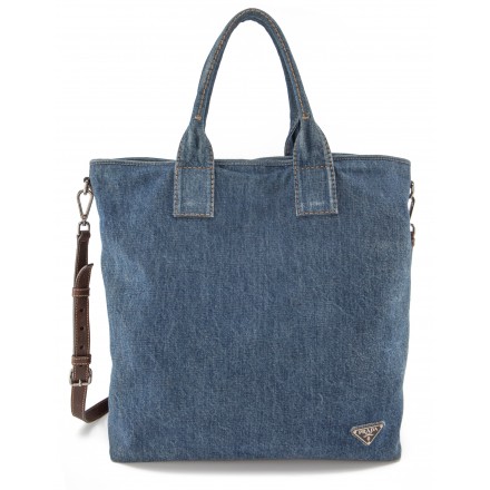 PRADA Denim Tote Bag large blau Pre-owned Designer Secondhand Luxurylove