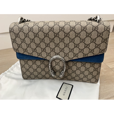 GUCCI Dionysus Bag medium GG Supreme Wildleder blau Pre-owned Designer Secondhand Luxurylove