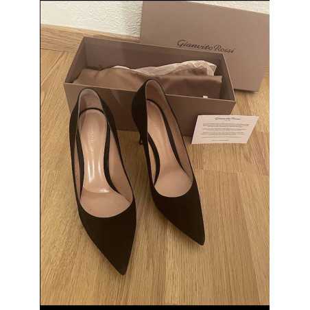 GIANVITO ROSSI Pumps Wildleder schwarz 38 Pre-owned Designer Secondhand Luxurylove