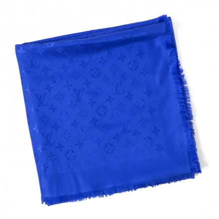 LOUIS VUITTON Monogram Tuch Seide Wolle blau Pre-owned Designer Secondhand Luxurylove