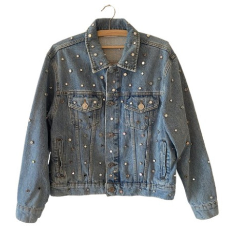 SANDRO Jeansjacke Nieten blau 38 Pre-owned Designer Secondhand Luxurylove