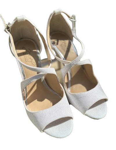  BADGLEY MISCHKA Stilettos Glitter silber weiss 38 NEU Pre-owned Designer Secondhand Luxurylove