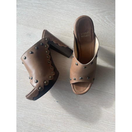 STUART WEITZMAN Plateau Peeptoe Mules braun 41 Pre-owned Designer Secondhand Luxurylove