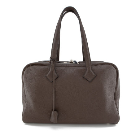 HERMÈS Victoria 35 Clemence Chocolat - Pre-loved Designer Second Hand | LUXURYLOVE
