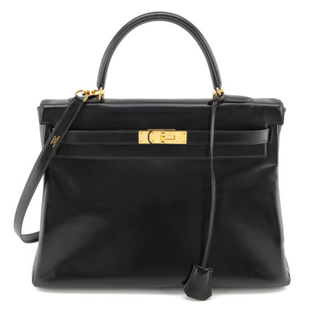 HERMÈS Kelly II Retourne 32 Boxleder schwarz 1992 Pre-owned Designer Secondhand Luxurylove