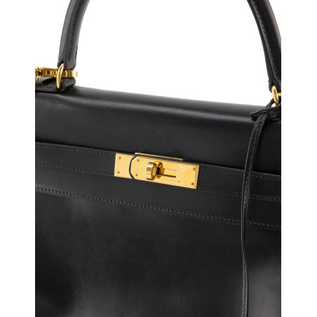 HERMÈS Kelly II Retourne 32 Boxleder schwarz 1992 Pre-owned Designer Secondhand Luxurylove