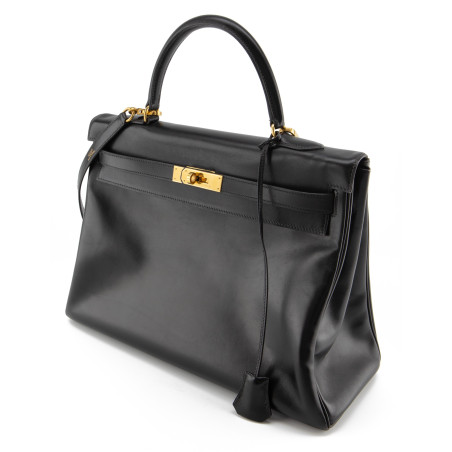 HERMÈS Kelly II Retourne 32 Boxleder schwarz 1992 Pre-owned Designer Secondhand Luxurylove