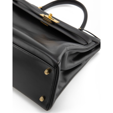HERMÈS Kelly II Retourne 32 Boxleder schwarz 1992 Pre-owned Designer Secondhand Luxurylove