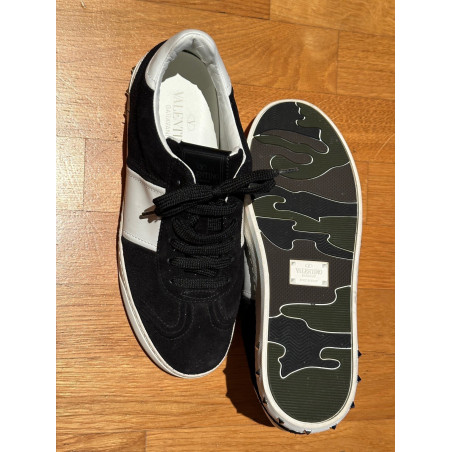 VALENTINO GARAVANI Black and White Velour Sneaker - Pre-loved Designer Second Hand | LUXURYLOVE