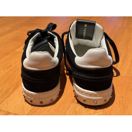 VALENTINO GARAVANI Black and White Velour Sneaker - Pre-loved Designer Second Hand | LUXURYLOVE