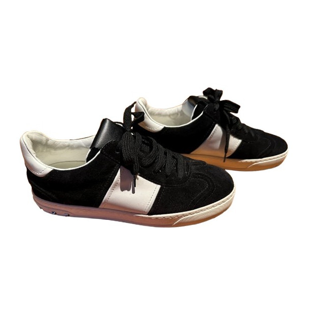 VALENTINO GARAVANI Black and White Velour Sneaker - Pre-loved Designer Second Hand | LUXURYLOVE
