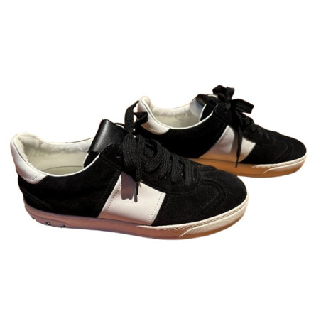 VALENTINO GARAVANI Black and White Velour Sneaker - Pre-loved Designer Second Hand | LUXURYLOVE