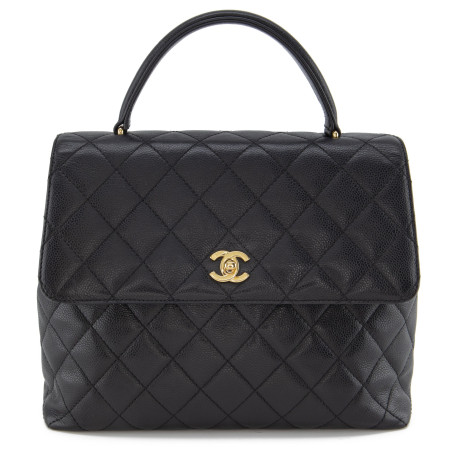 CHANEL Kelly Top Handle Bag Caviar schwarz Pre-owned Designer Secondhand Luxurylove