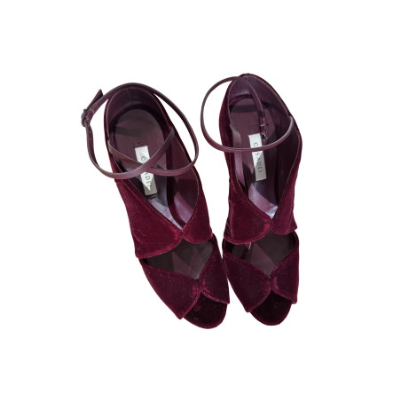 CASADEI High Heel Sandalette Samt bordeaux 38 Pre-owned Designer Secondhand Luxurylove